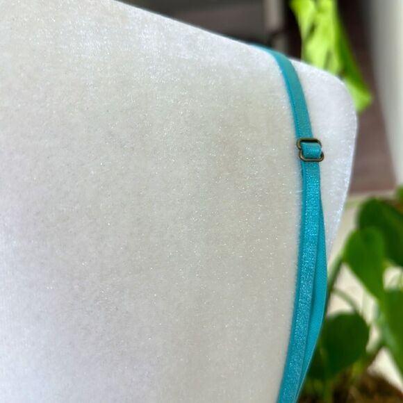 NWOT Free People Bodysuit Teal Loose Fit Ruched Tank S Stretchable Retro Thong - Picture 12 of 12